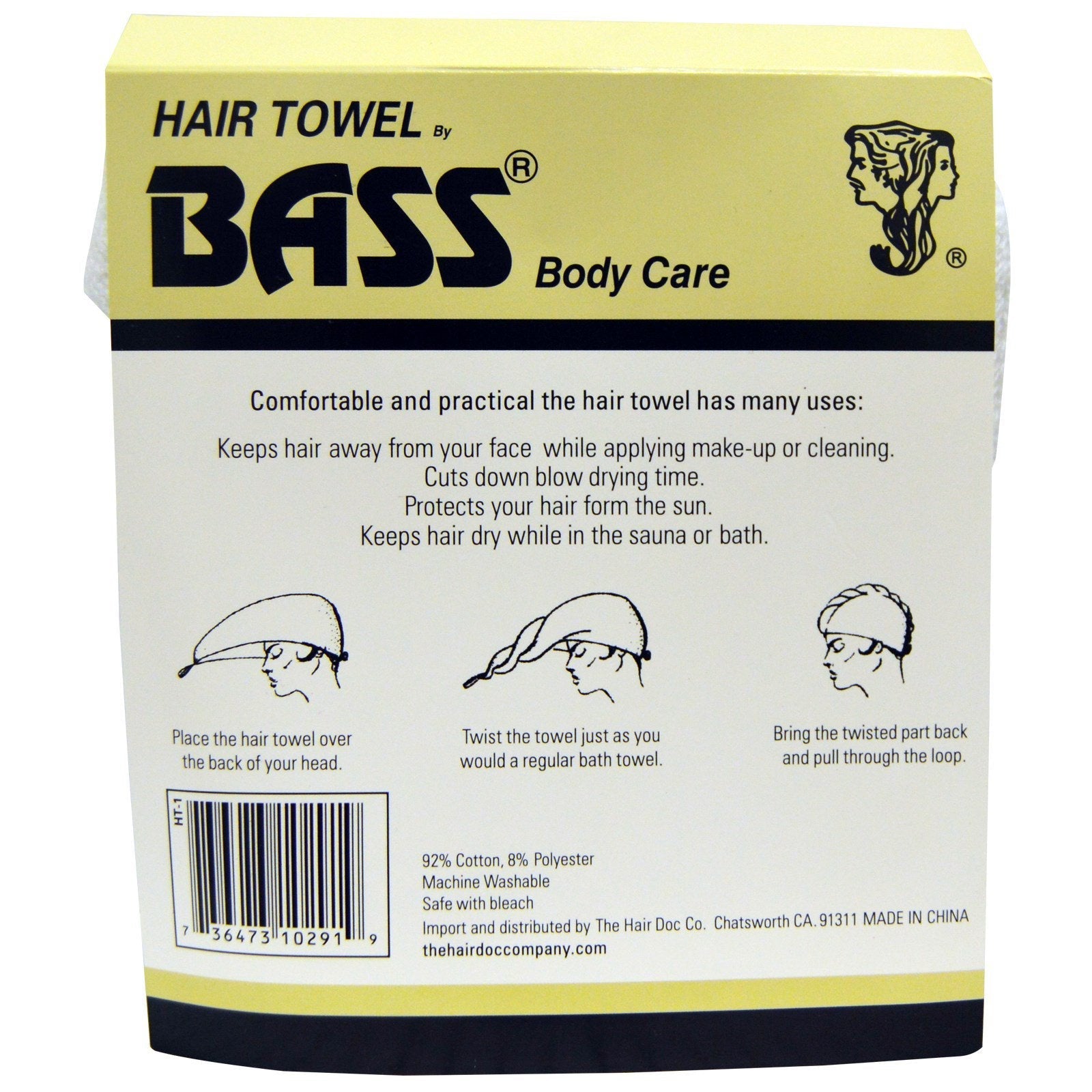 Bass Brushes White Absorbent Cotton Hair Towel
