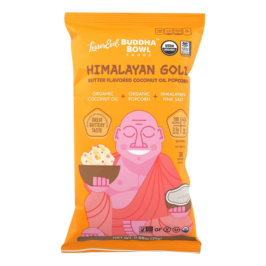 LesserEvil Organic Himalayan Gold Popcorn, Case of 12, 0.88 Ounce Bags