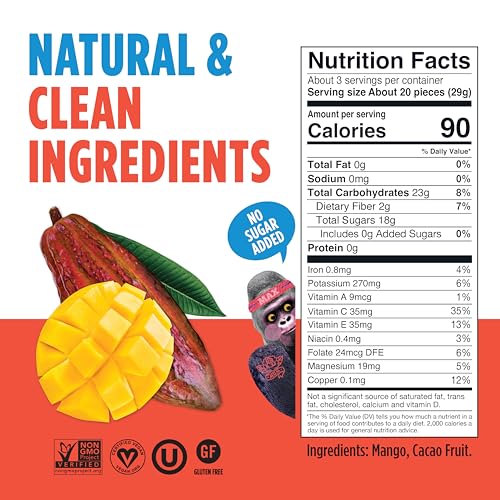 Blue Stripes Dried Cacao Fruit with Mango, Case of 6, 3.2 oz Bags