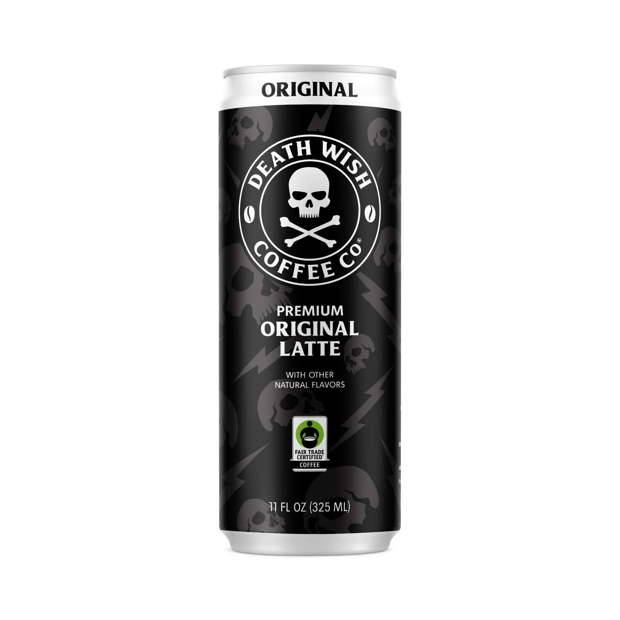 Death Wish Coffee Premium Original Latte, Case of 12, 11 fl oz Cans
