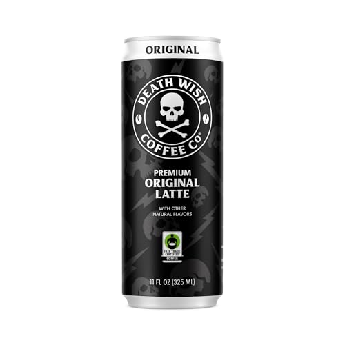 Death Wish Coffee Premium Original Latte, Case of 12, 11 fl oz Cans