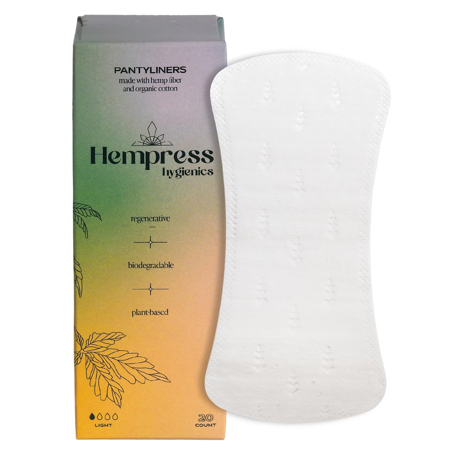 Hempress Hygienics Organic Cover Pantyliners, 20 Count
