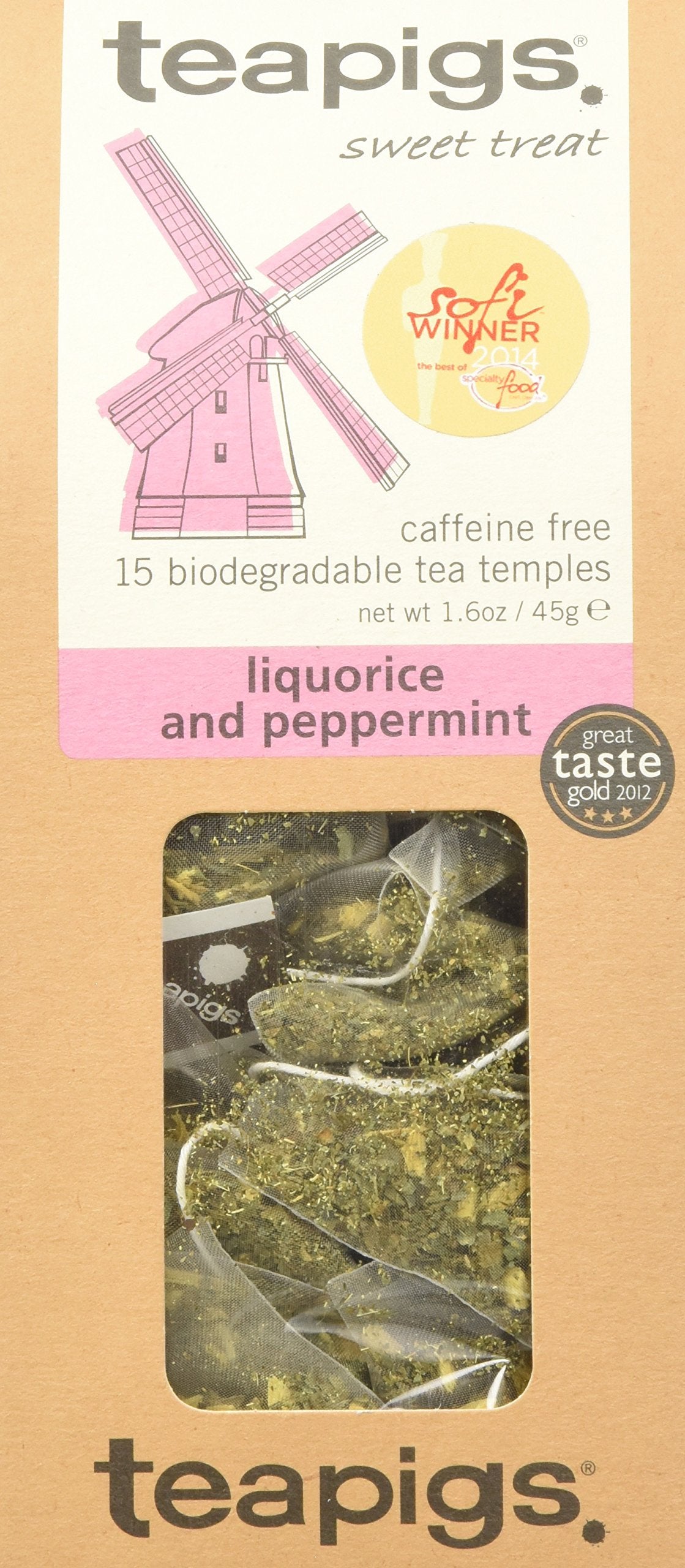 Teapigs Liquorice and Peppermint Tea, Case of 6, 15 Count Packs