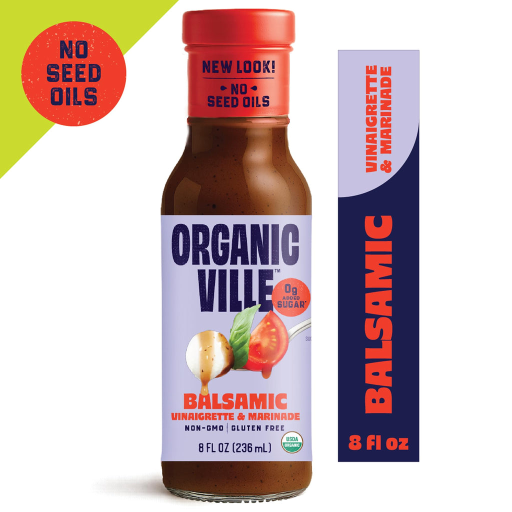 Organicville Organic Olive Oil and Balsamic Vinaigrette, Case of 6, 8 Fl Oz