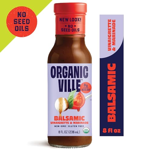 Organicville Organic Olive Oil and Balsamic Vinaigrette, Case of 6, 8 Fl Oz