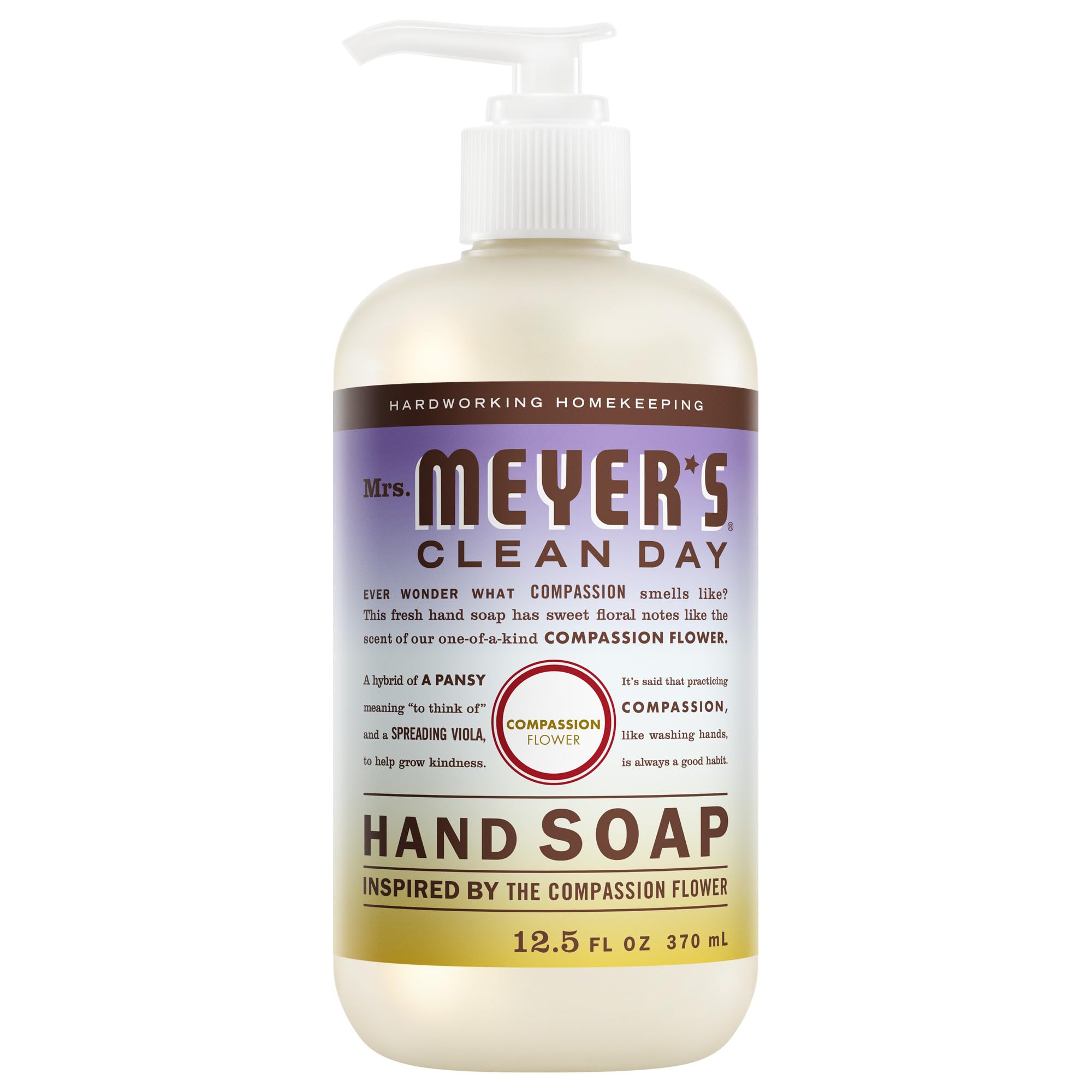 Mrs. Meyer's Clean Day Compassion Flower Liquid Hand Soap, Case of 6, 12.5 Fl Oz
