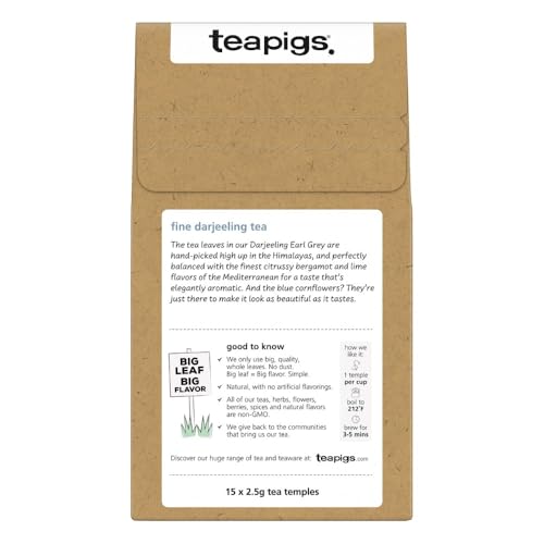 Teapigs Darjeeling Earl Grey Tea, Case of 6, 15 Count Boxes