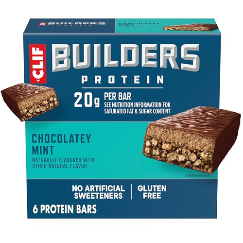 CLIF Builders Chocolate Mint Protein Bars, Case of 6 Multipacks, 6 Count, 2.4 Ounce Bars