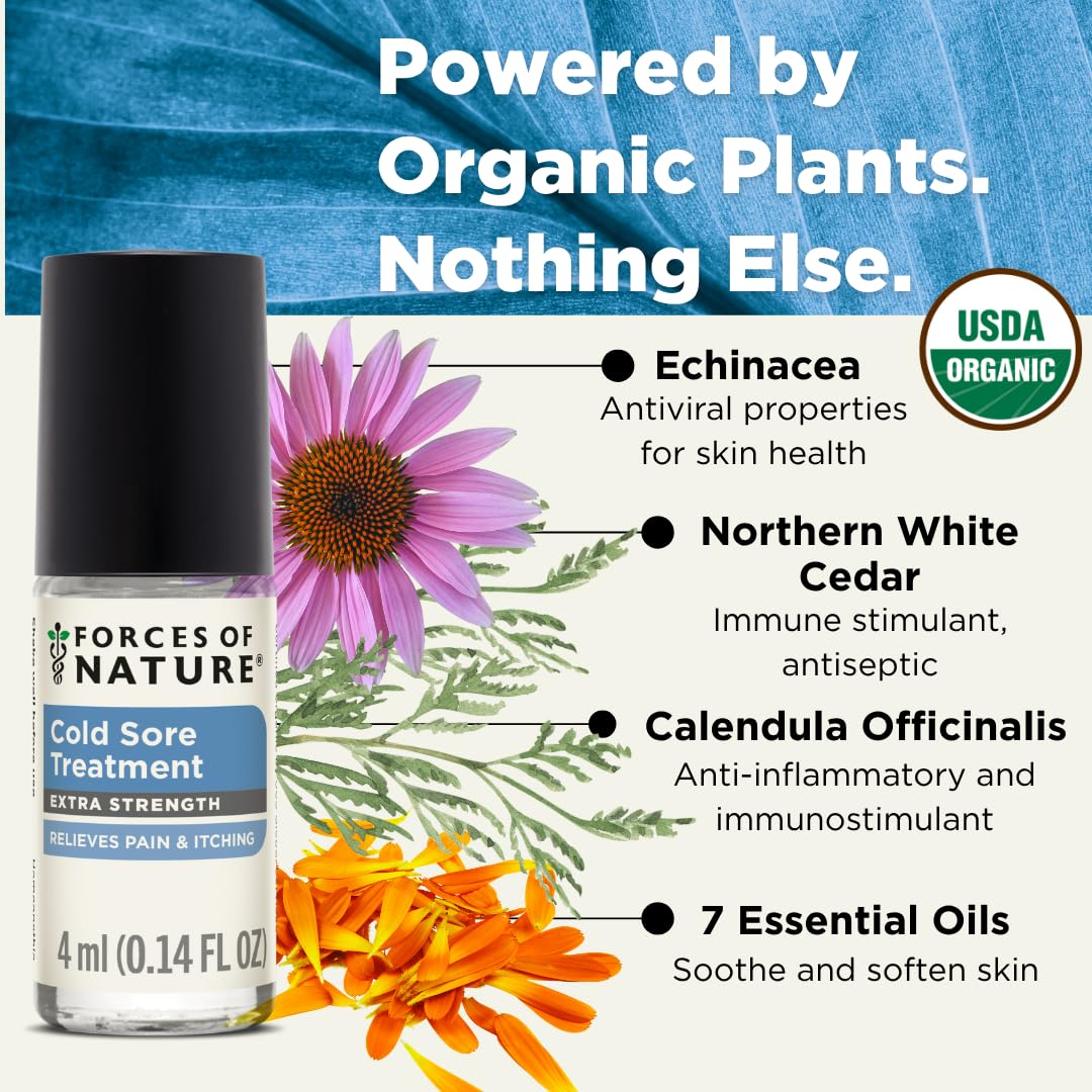 Forces of Nature Organic Cold Sore Treatment, 4 Milliliter Rollerball