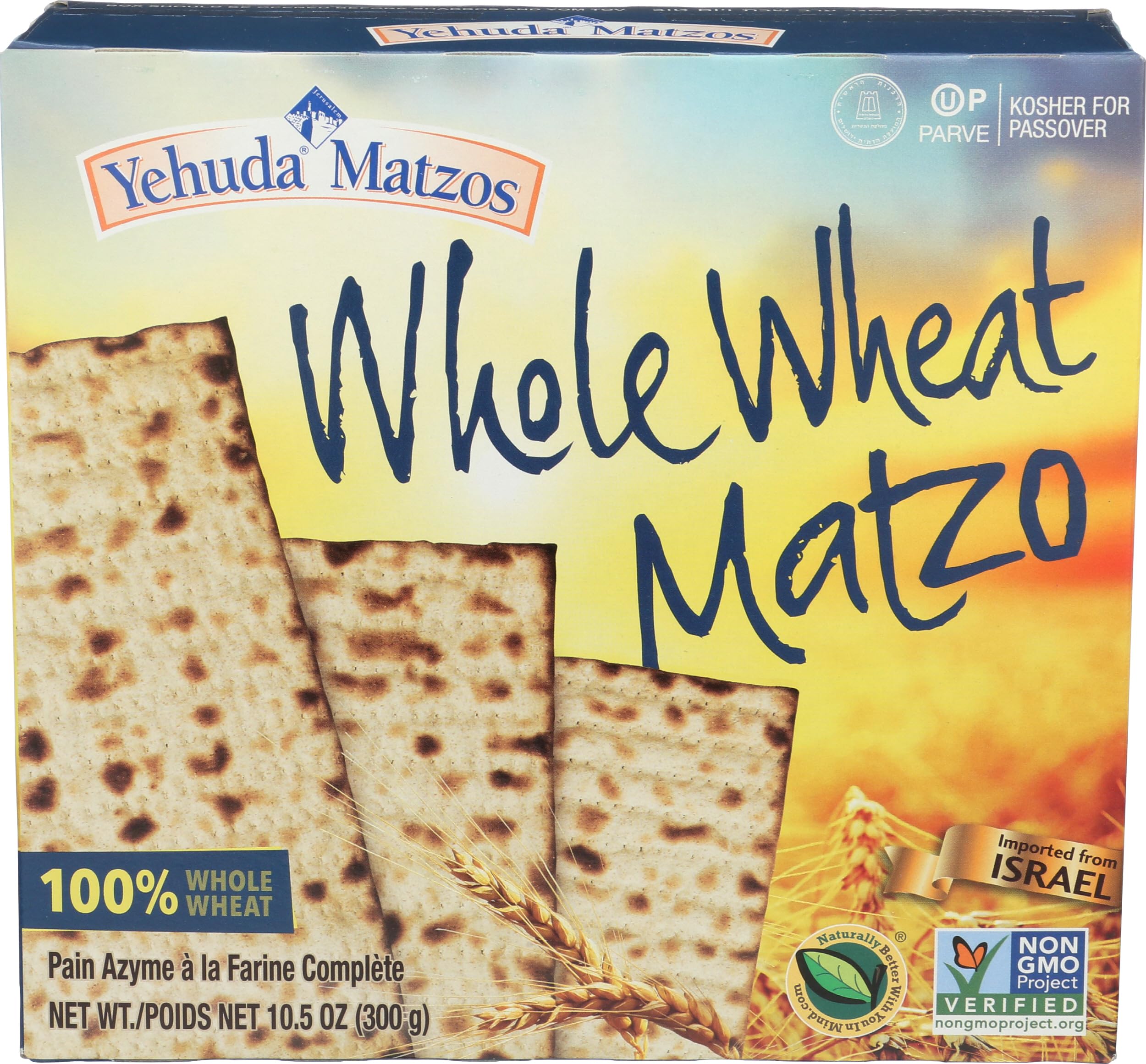 Yehuda Organic Whole Wheat Matzo, Case of 12, 10.5 Ounce