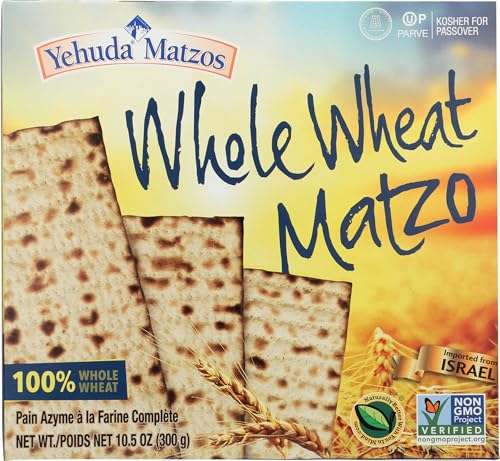 Yehuda Organic Whole Wheat Matzo, Case of 12, 10.5 Ounce
