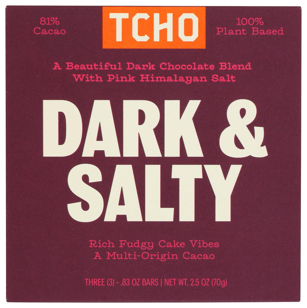 TCHO Organic Dark and Salty Chocolate Bar, Case of 10, 2.1 Ounce