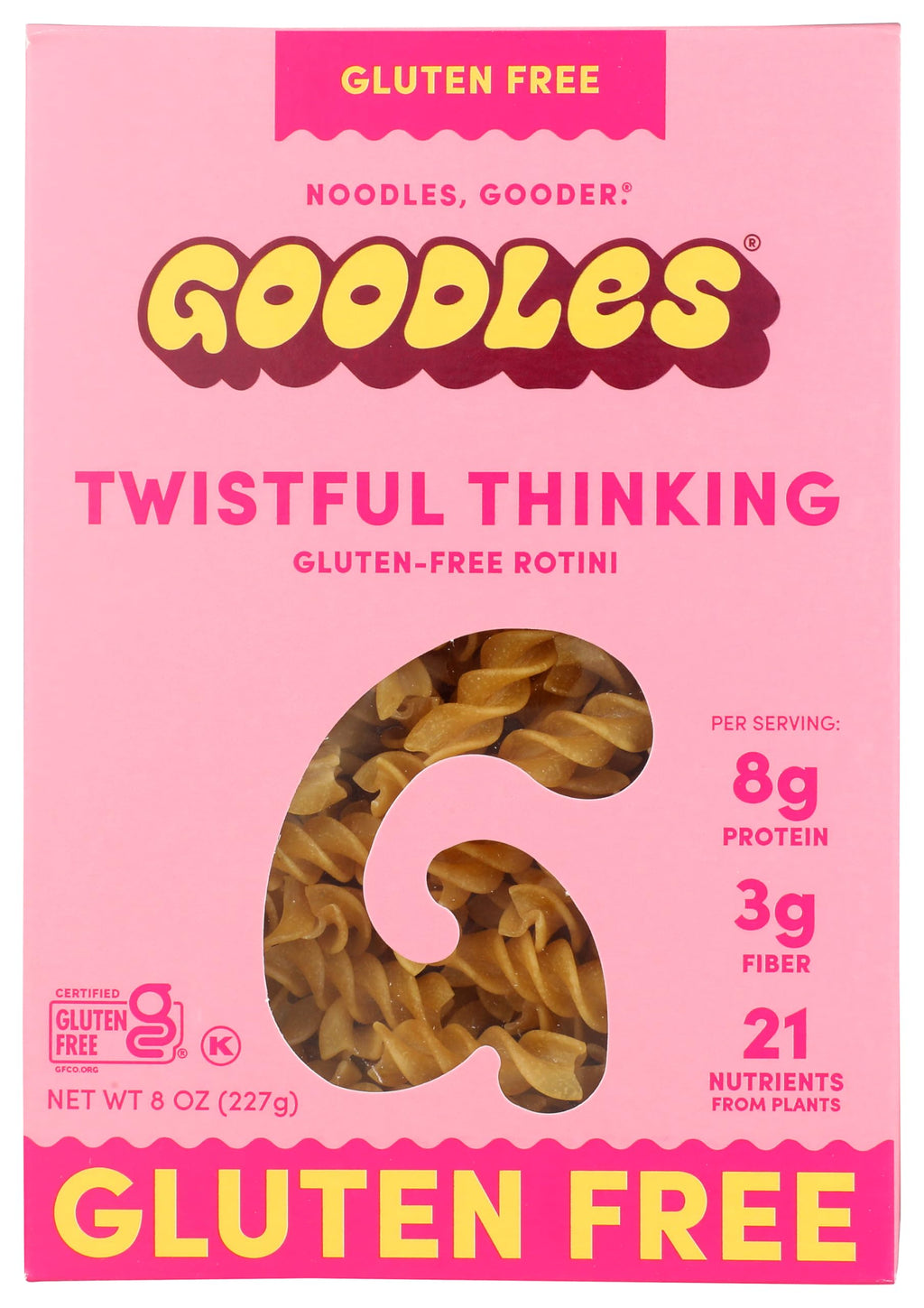 Goodles Twistful Thinking Gluten-Free Dry Pasta, Case of 12, 8 Ounce