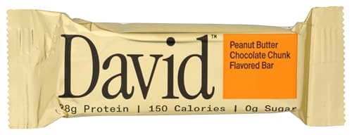 David Protein Peanut Butter Chocolate Chunk Protein Bars, Case of 12, 2.19 Ounce Bars