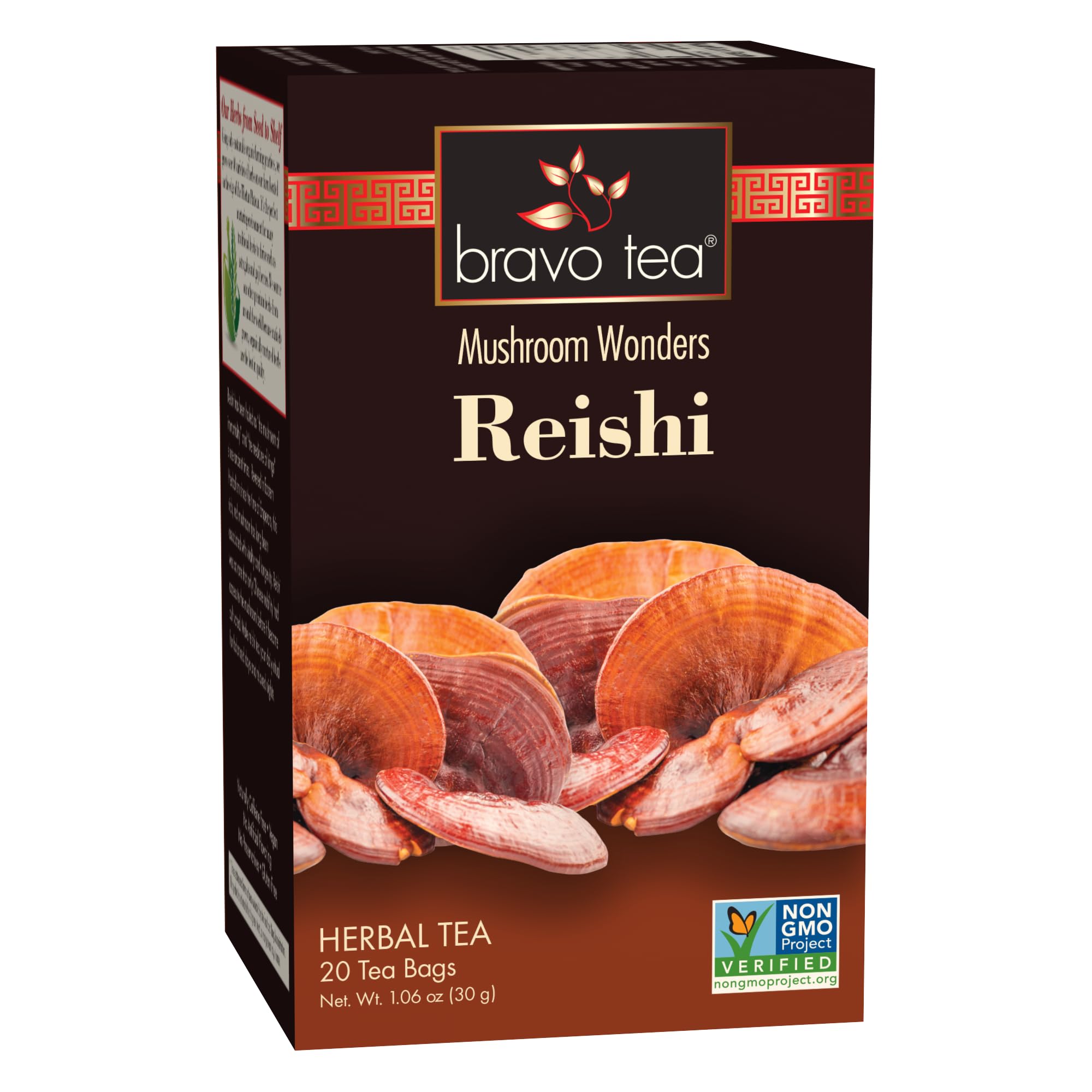 Bravo Tea Reishi Mushroom Herbal Tea Bags, 20 Count