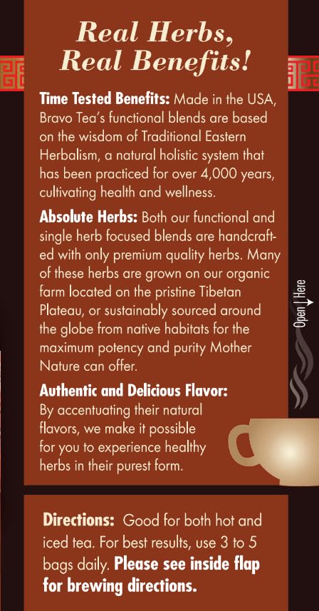 Bravo Tea Reishi Mushroom Herbal Tea Bags, 20 Count