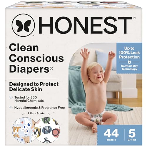 The Honest Company Delish Letters Baby Diapers Size 5, 44 Count