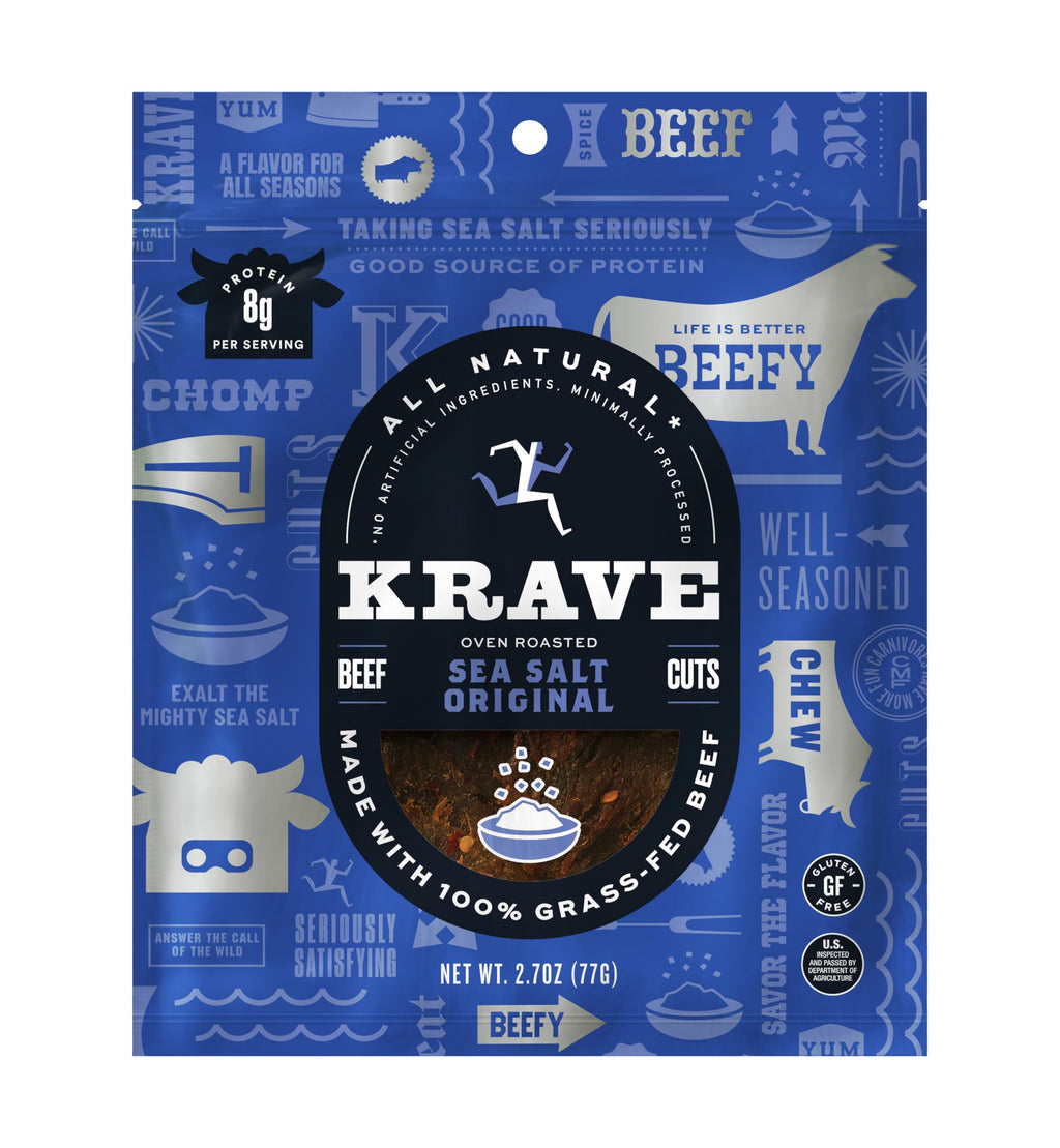 Krave Sea Salt Original Beef Cuts, Case of 8, 2.5 oz Bags