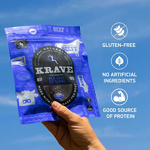 Krave Sea Salt Original Beef Cuts, Case of 8, 2.5 oz Bags