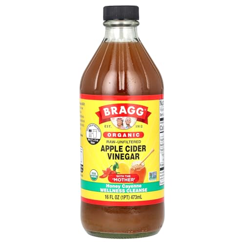 Bragg Organic Apple Cider Vinegar Cleanse with the Mother, Honey Cayenne, Case of 6, 16 fl oz Bottles
