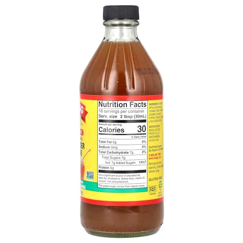 Bragg Organic Apple Cider Vinegar Cleanse with the Mother, Honey Cayenne, Case of 6, 16 fl oz Bottles