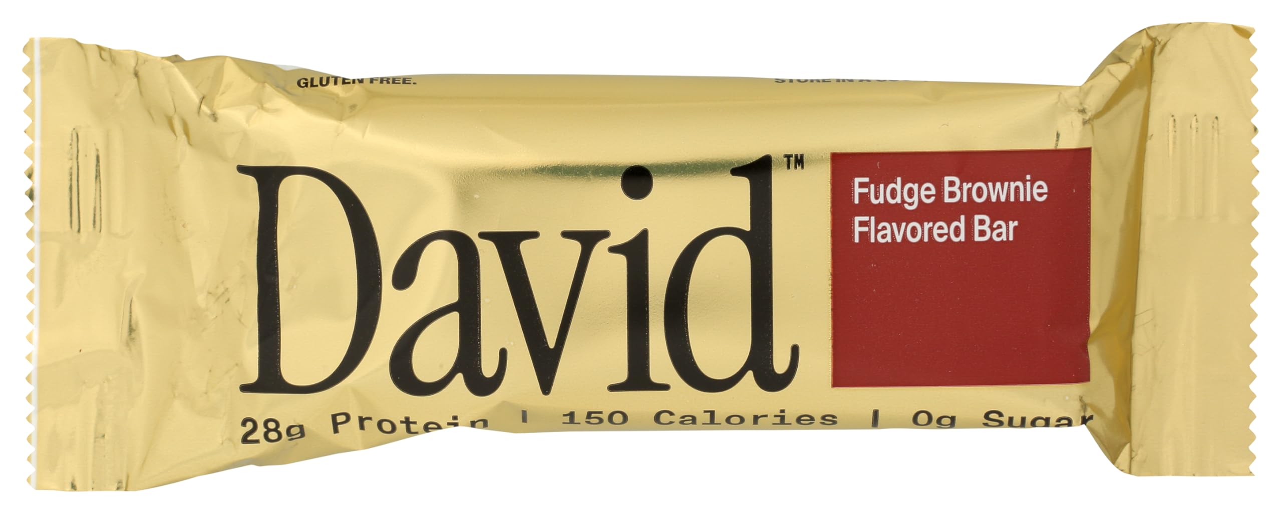 David Protein Fudge Brownie Flavored Bars, Case of 12, 2.19 oz Bars