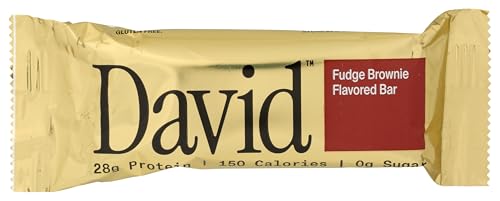 David Protein Fudge Brownie Flavored Bars, Case of 12, 2.19 oz Bars