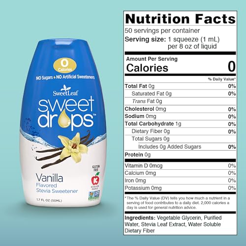 SweetLeaf Vanilla Sweet Drops Sweetener, Case of 12, 1.7 Oz Bottles