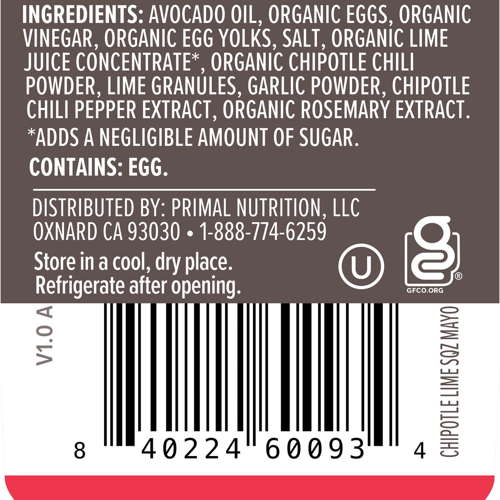 Primal Kitchen Chipotle Lime Avocado Oil Mayo, Case of 6, 8.5 Oz Bottles
