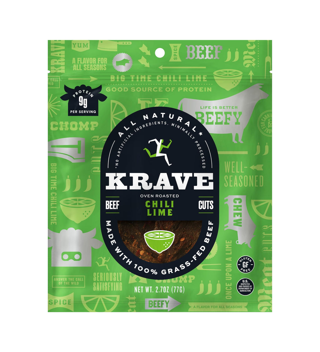 Krave Chili Lime Beef Cuts, Case of 8, 2.5 Oz Bags