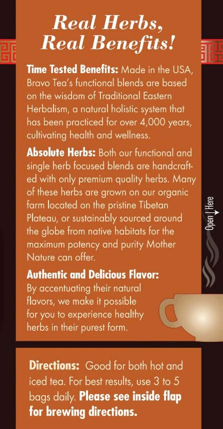 Bravo Tea Turkey Tail Mushroom Herbal Tea Bags, 20 Count