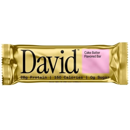 David Protein Cake Batter Protein Bars, Case of 12, 2.19 oz