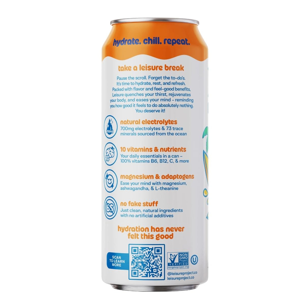 Leisure Project Tropical Mango Electrolyte Water, Case of 12, 16 fl oz