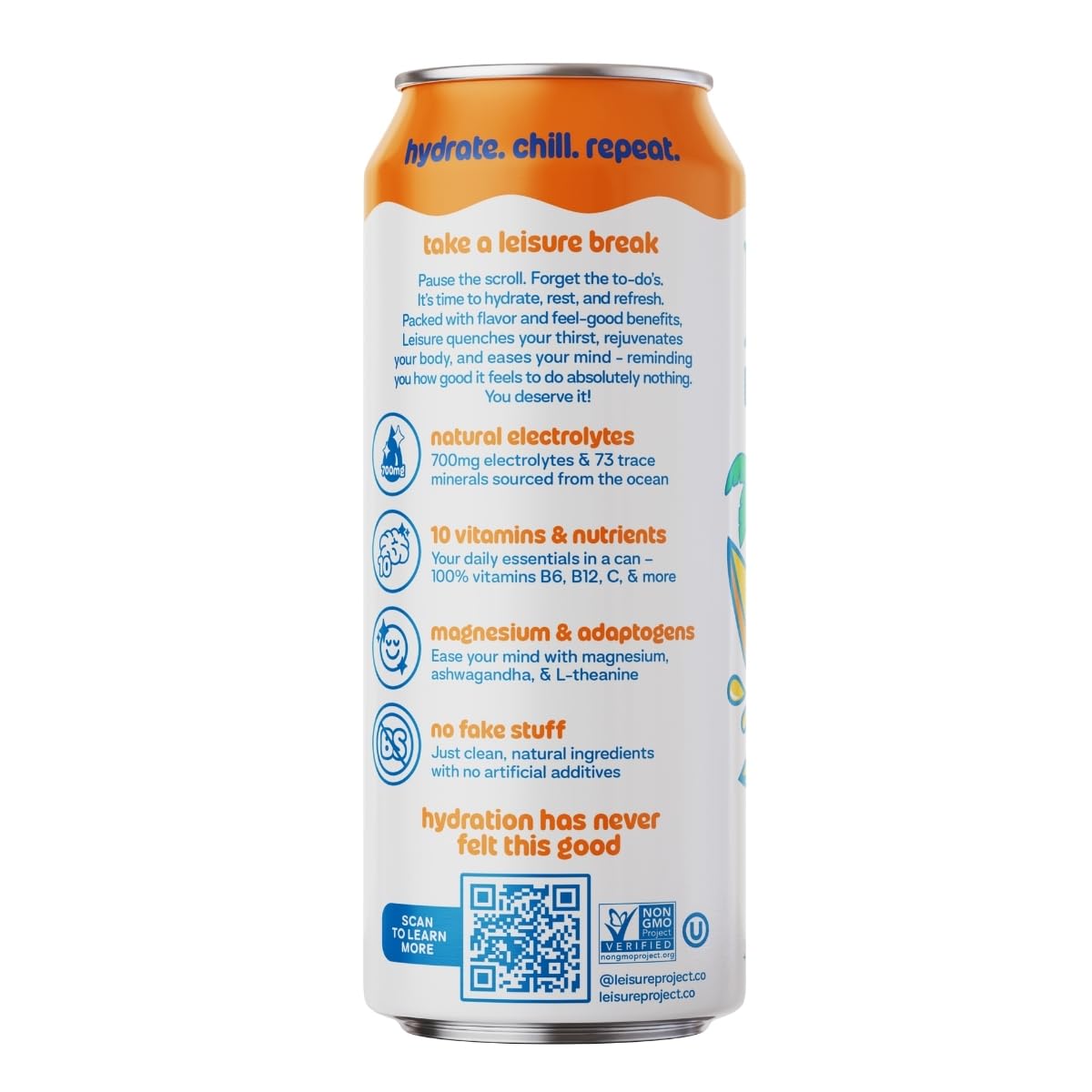 Leisure Project Tropical Mango Electrolyte Water, Case of 12, 16 fl oz