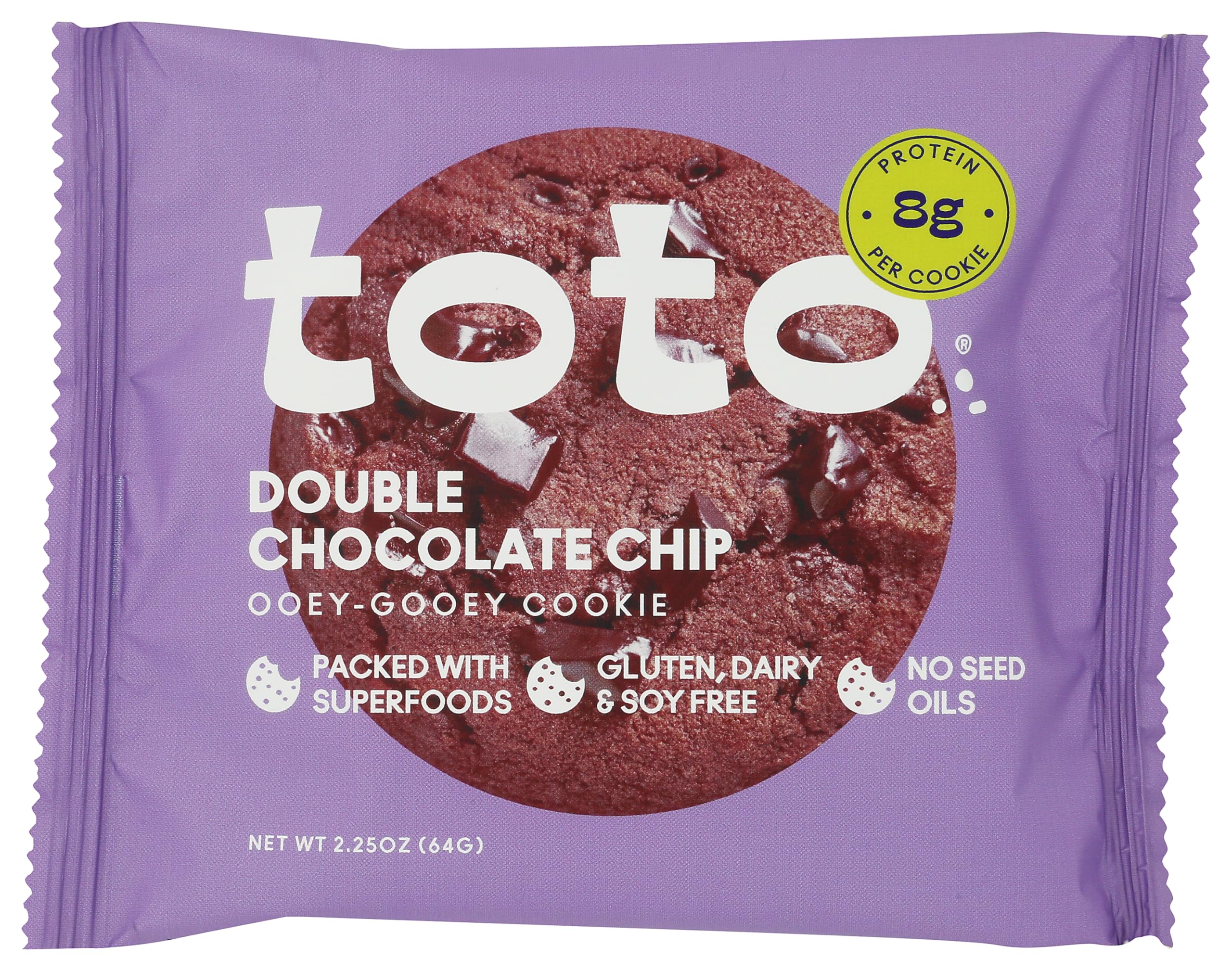 Toto Plant-Based Double Chocolate Chip Cookies, Case of 10, 2.25 Oz Packs