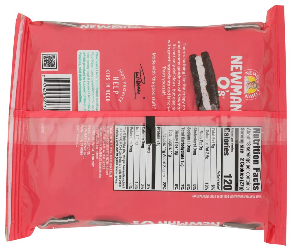 Newman's Own Organic Chocolate Sandwich Cookies, 13 Ounce Packages, Case of 8