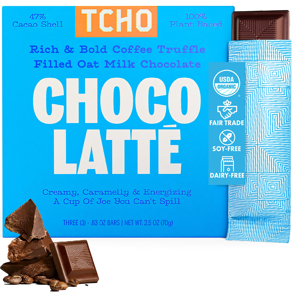 TCHO Organic Choco Latte Chocolate Bar, 2.1 Ounce Bars, Case of 10