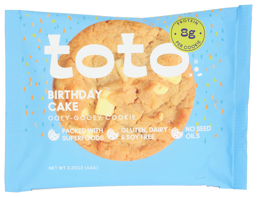 Toto Plant-Based Birthday Cake Cookie, 2.25 Ounce Cookies, Case of 10