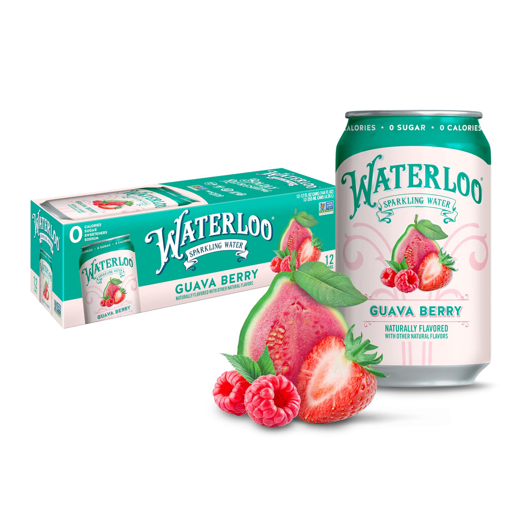 Waterloo Guava Berry Sparkling Water, Case of 2, 12 Pack 12 Fluid Ounce Cans
