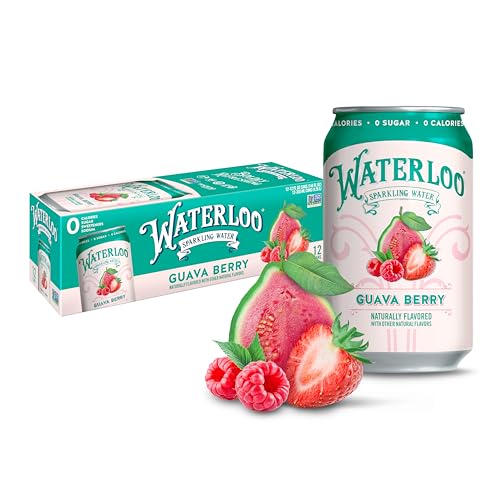 Waterloo Guava Berry Sparkling Water, Case of 2, 12 Pack 12 Fluid Ounce Cans