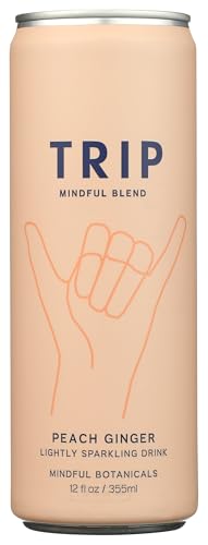 TRIP Mindful Blend Peach Ginger Sparkling Drink, Case of 12, 12 Fluid Ounce Cans