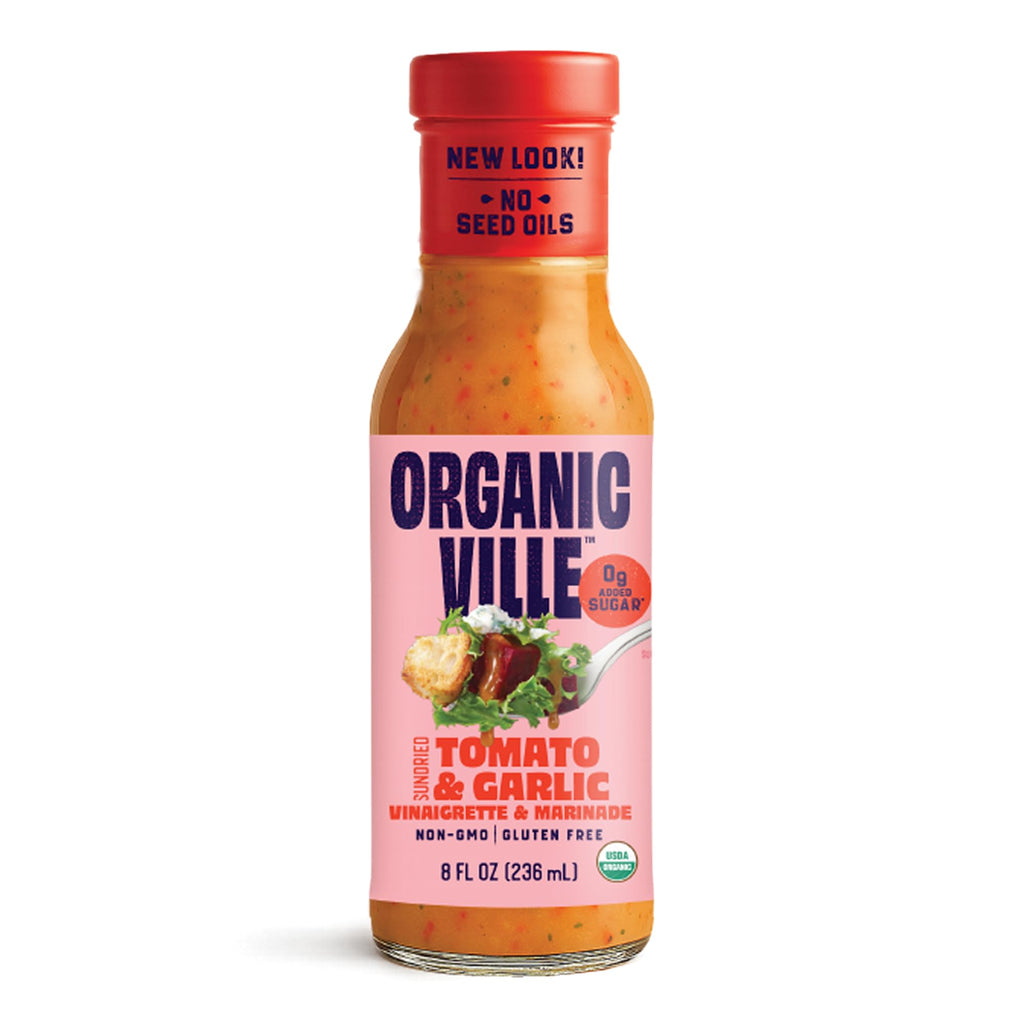 Organicville Organic Sun Dried Tomato and Garlic Vinaigrette, Case of 6, 8 Fluid Ounce