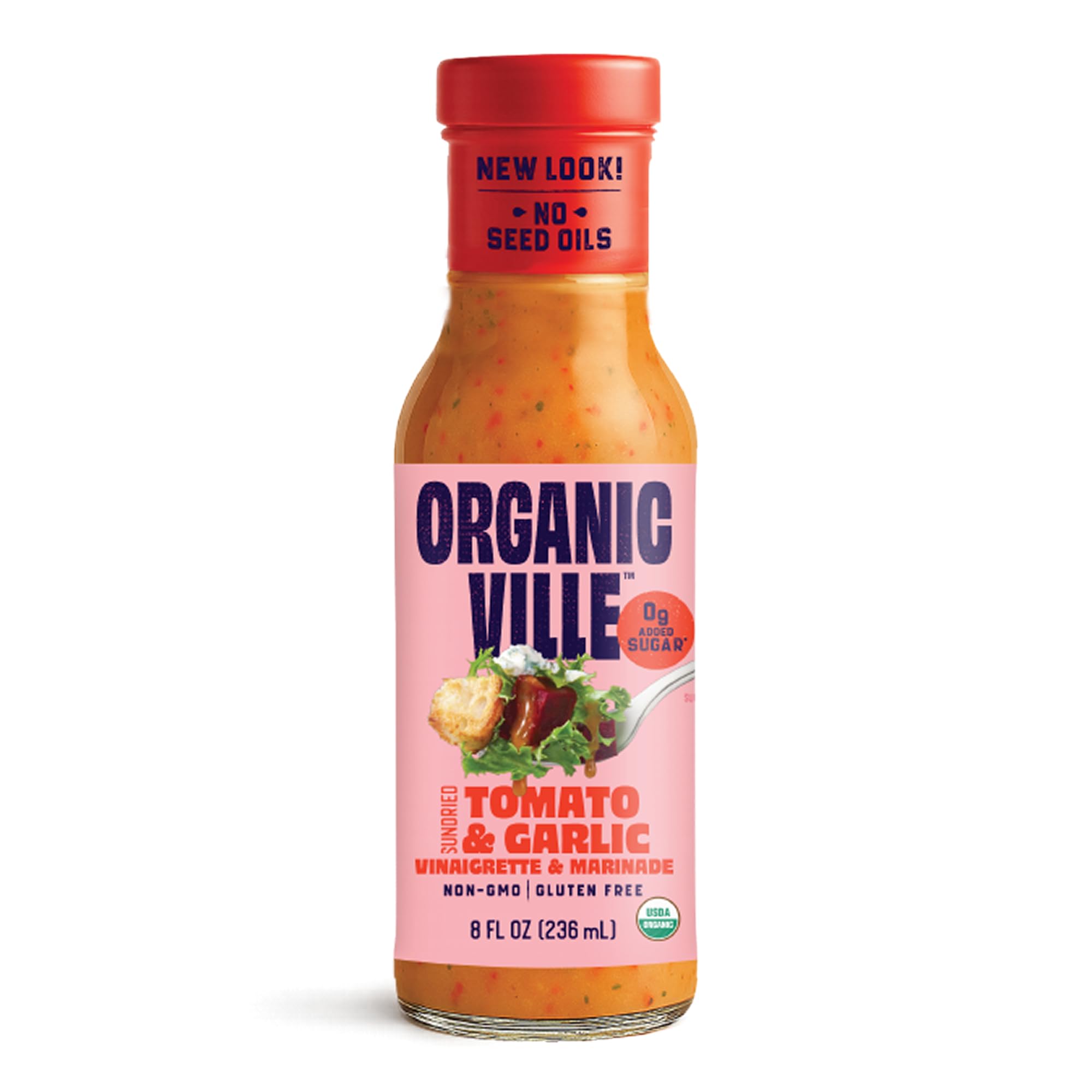 Organicville Organic Sun Dried Tomato and Garlic Vinaigrette, Case of 6, 8 Fluid Ounce