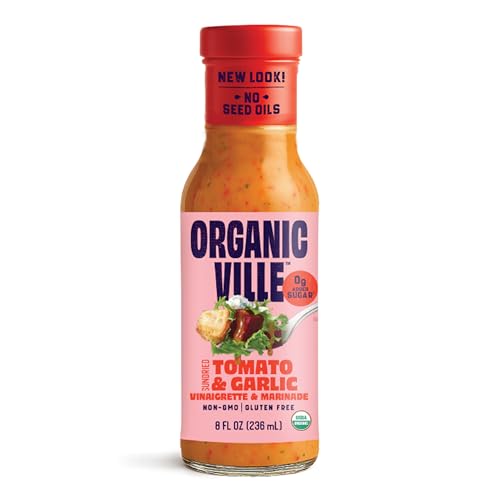 Organicville Organic Sun Dried Tomato and Garlic Vinaigrette, Case of 6, 8 Fluid Ounce