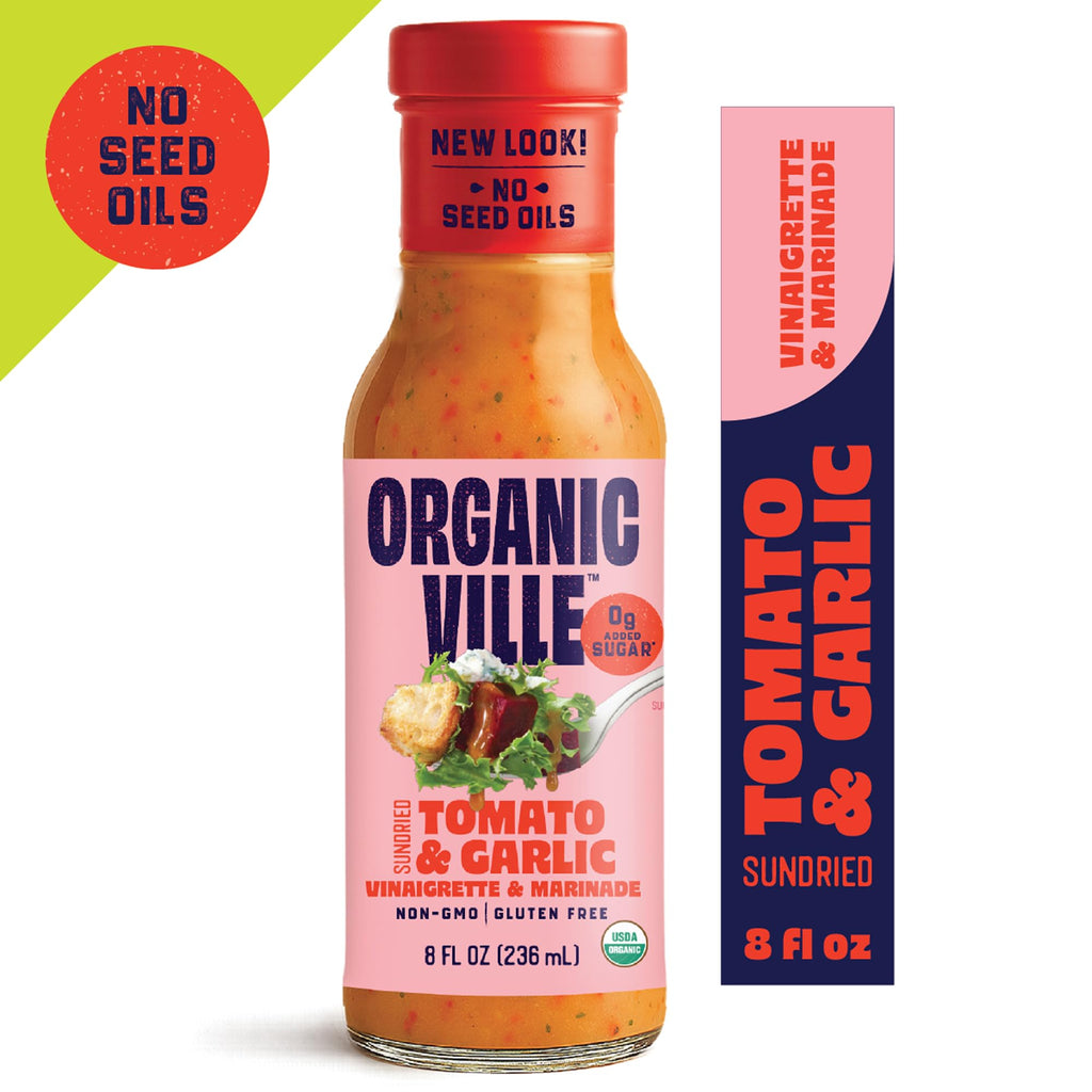 Organicville Organic Sun Dried Tomato and Garlic Vinaigrette, Case of 6, 8 Fluid Ounce