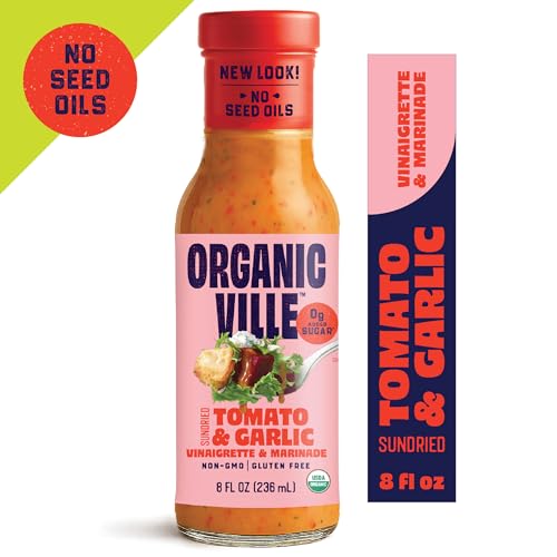 Organicville Organic Sun Dried Tomato and Garlic Vinaigrette, Case of 6, 8 Fluid Ounce