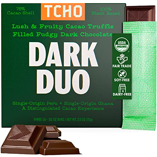 TCHO Organic Dark Duo Chocolate Bar, Case of 10, 2.1 Ounce Bars