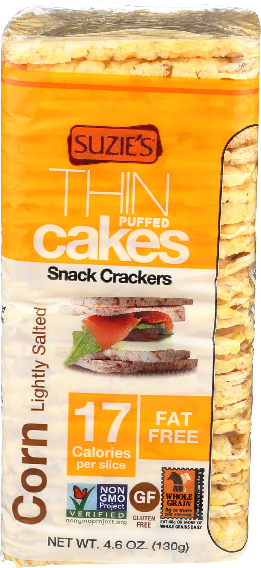 Suzie's Organic Lightly Salted Corn Cake Thins, Case of 12, 4.6 Ounce