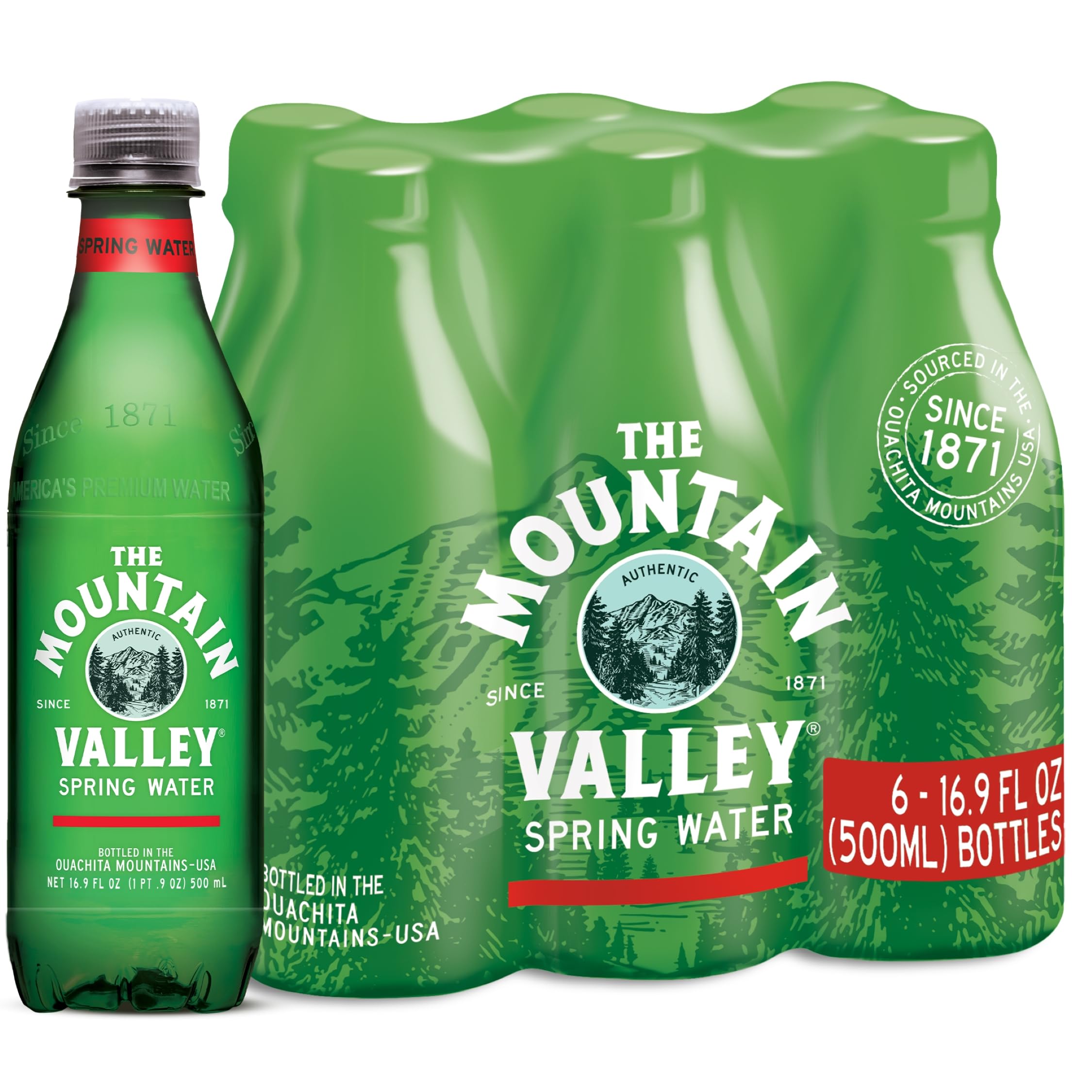 Mountain Valley Spring Water, Case of 4, 6-Pack 16.9 Fluid Ounce Plastic Bottles