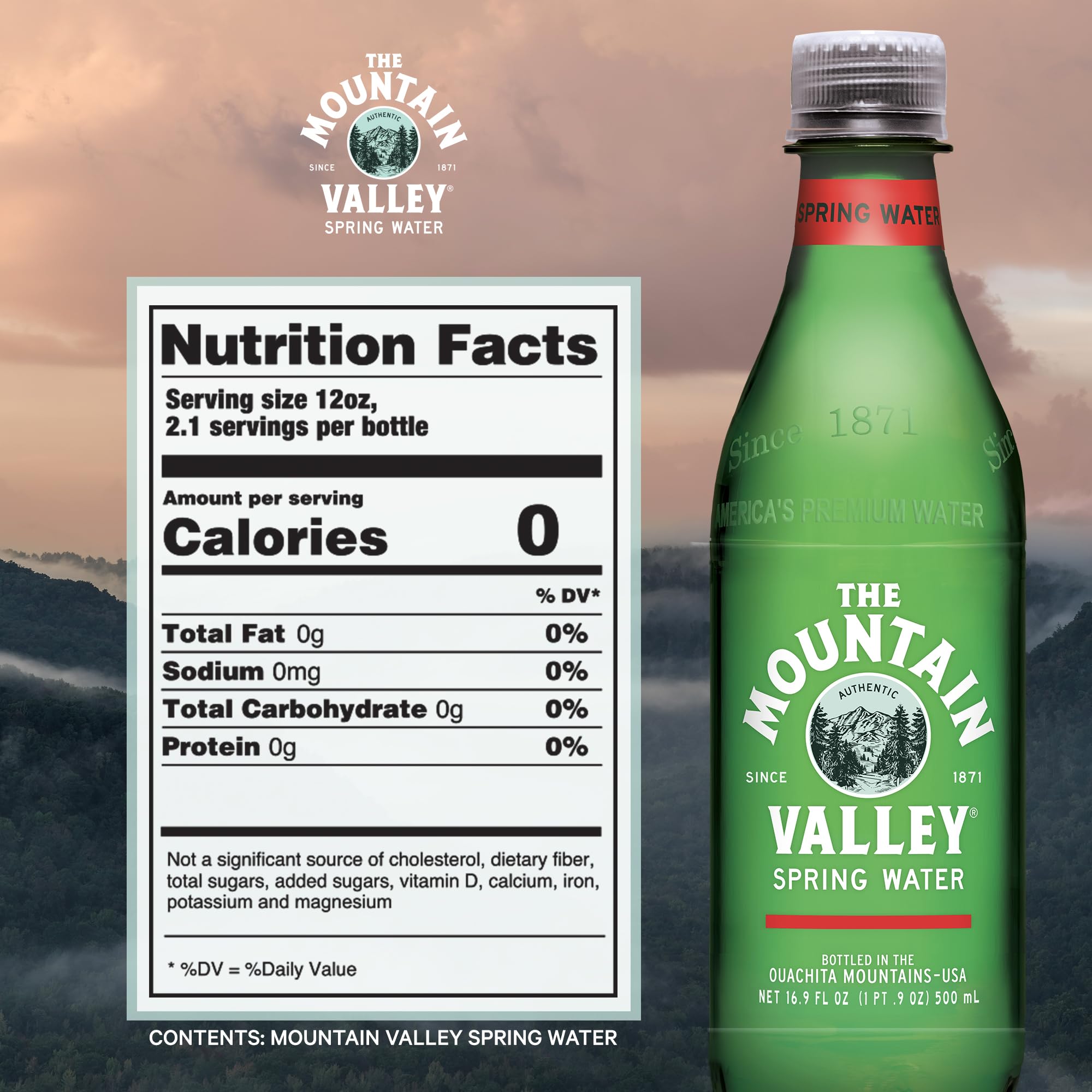 Mountain Valley Spring Water, Case of 4, 6-Pack 16.9 Fluid Ounce Plastic Bottles